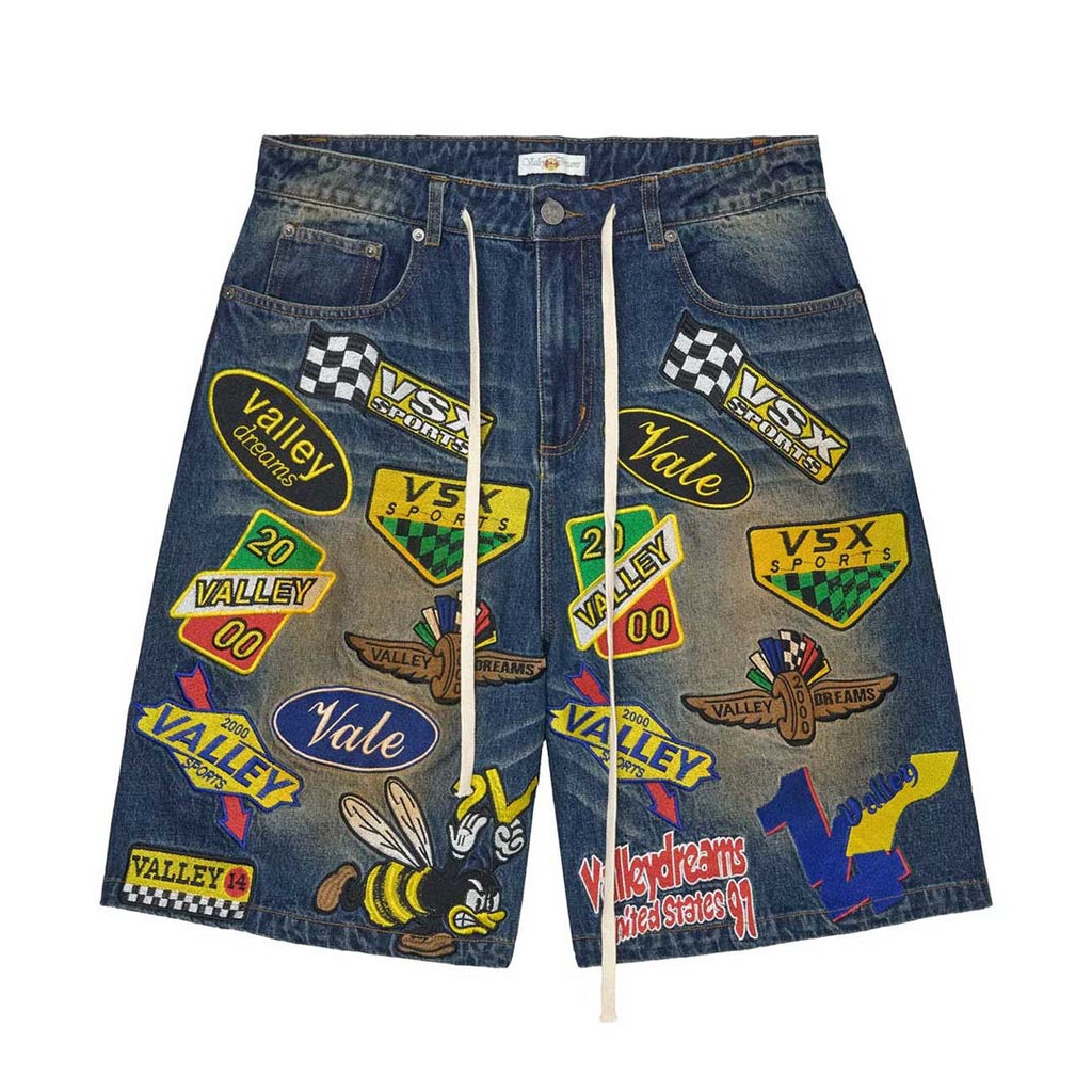 Vale Forever Passport Denim Shorts Blue