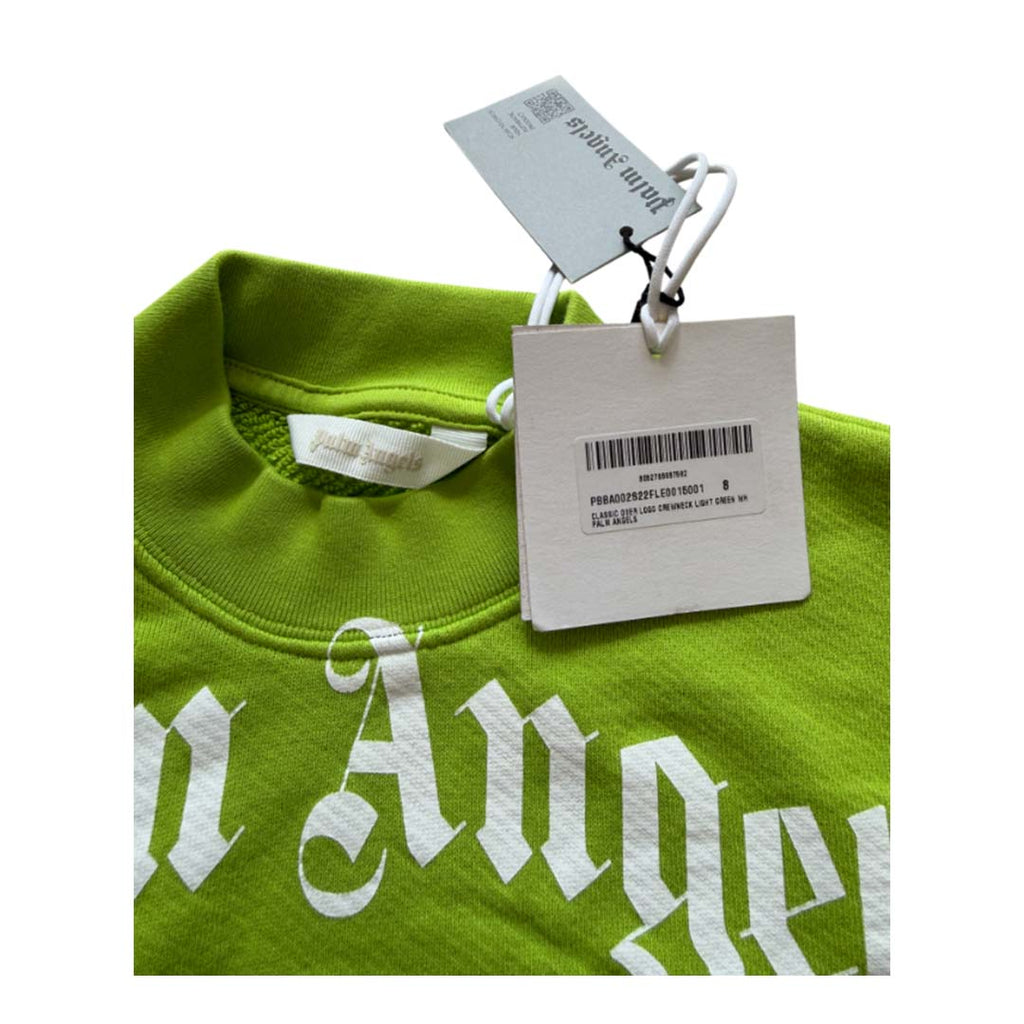 Palm Angels KIDS Classic Over Logo Crewneck Lime Green White