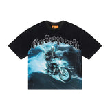 Godspeed Blu Flame Rider Black Wash Tee