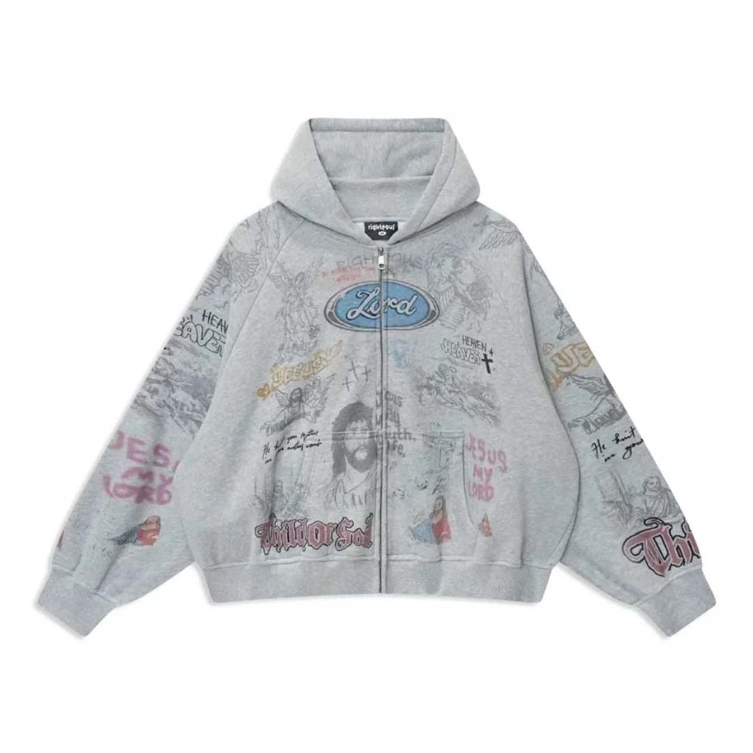 Righteous Jesus My Lord Zip Up Hoodie Grey