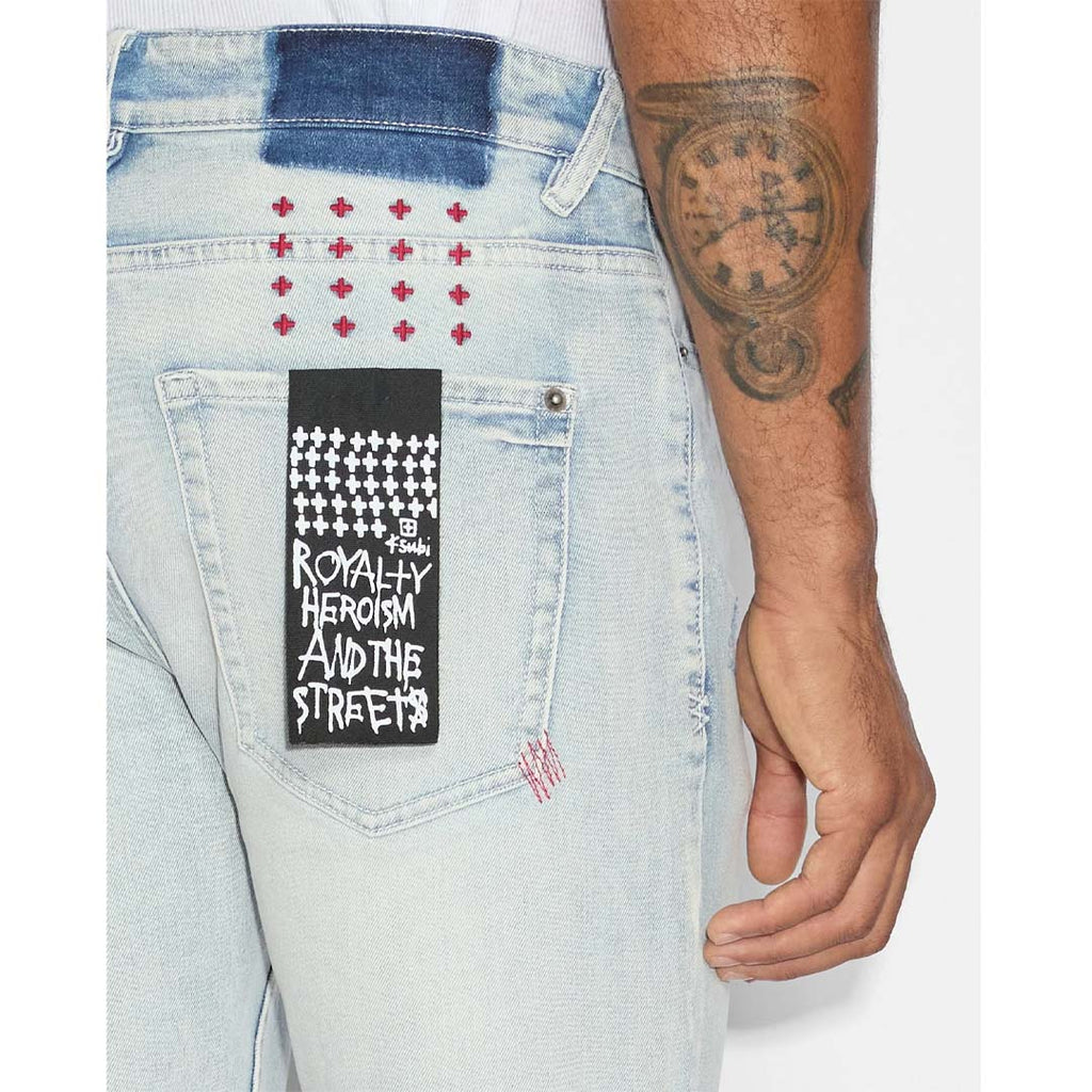 Ksubi Van Winkle Red Embroidered Skinny Jeans Light Wash