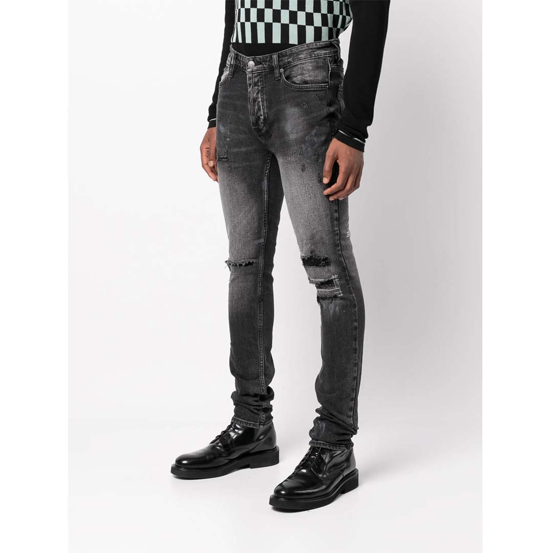 Ksubi Van Winkle Burnt Skinny Jeans Washed Black