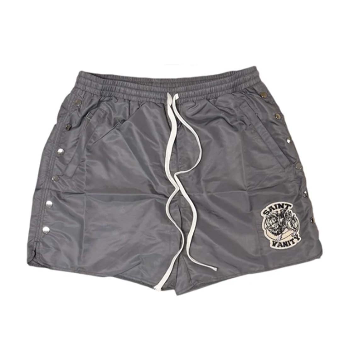 Saint Vanity Nylon Button Up Shorts Shadow Grey