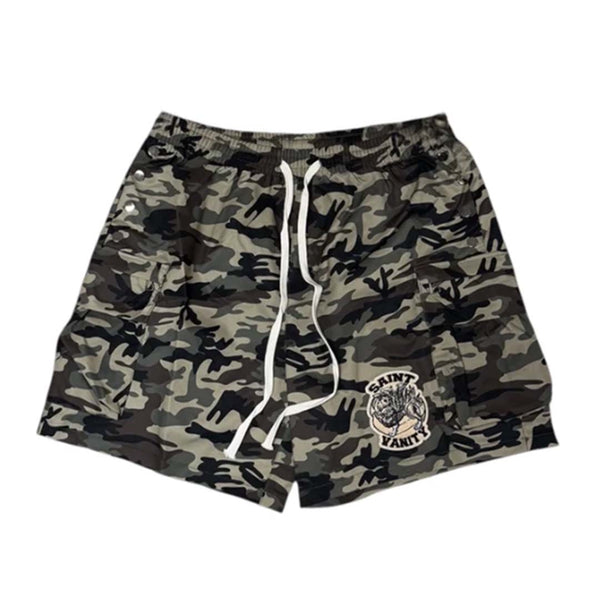 Saint Vanity Nylon Cargo Shorts Summer Camo