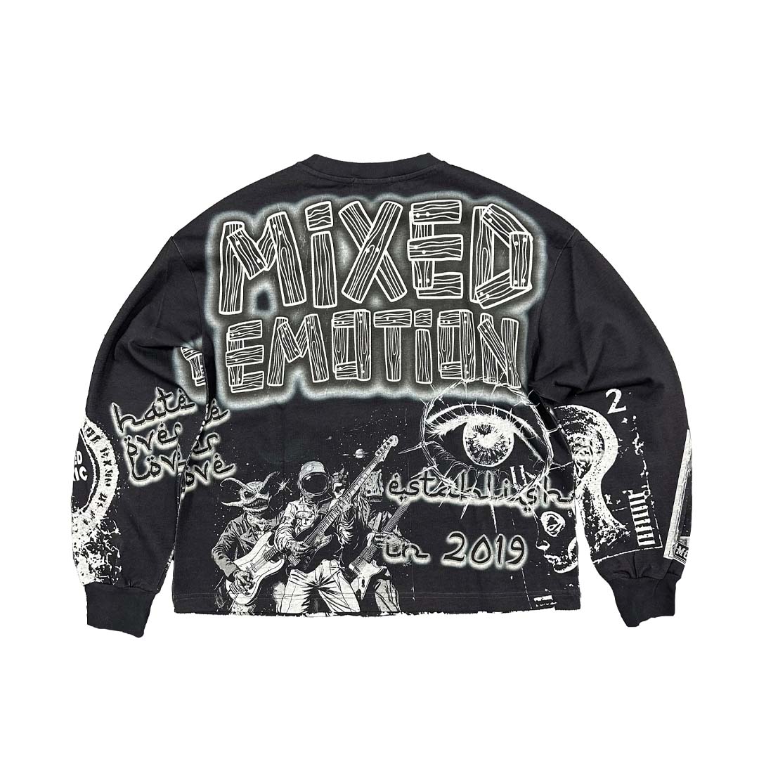 Mixed Emotions Astro Long Sleeve Black Tee