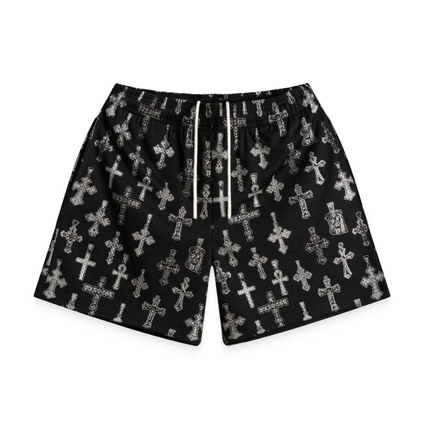 Bravest Studios Crosses Black Silver Shorts