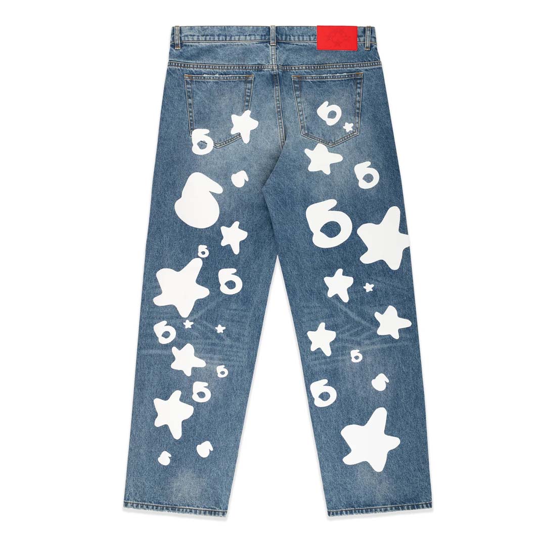 Sp5der Beluga Jeans Denim Light Indigo Wash Blue White