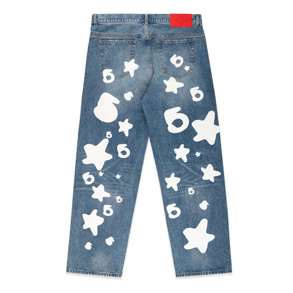 Sp5der Beluga Jeans Denim Light Indigo Wash Blue White