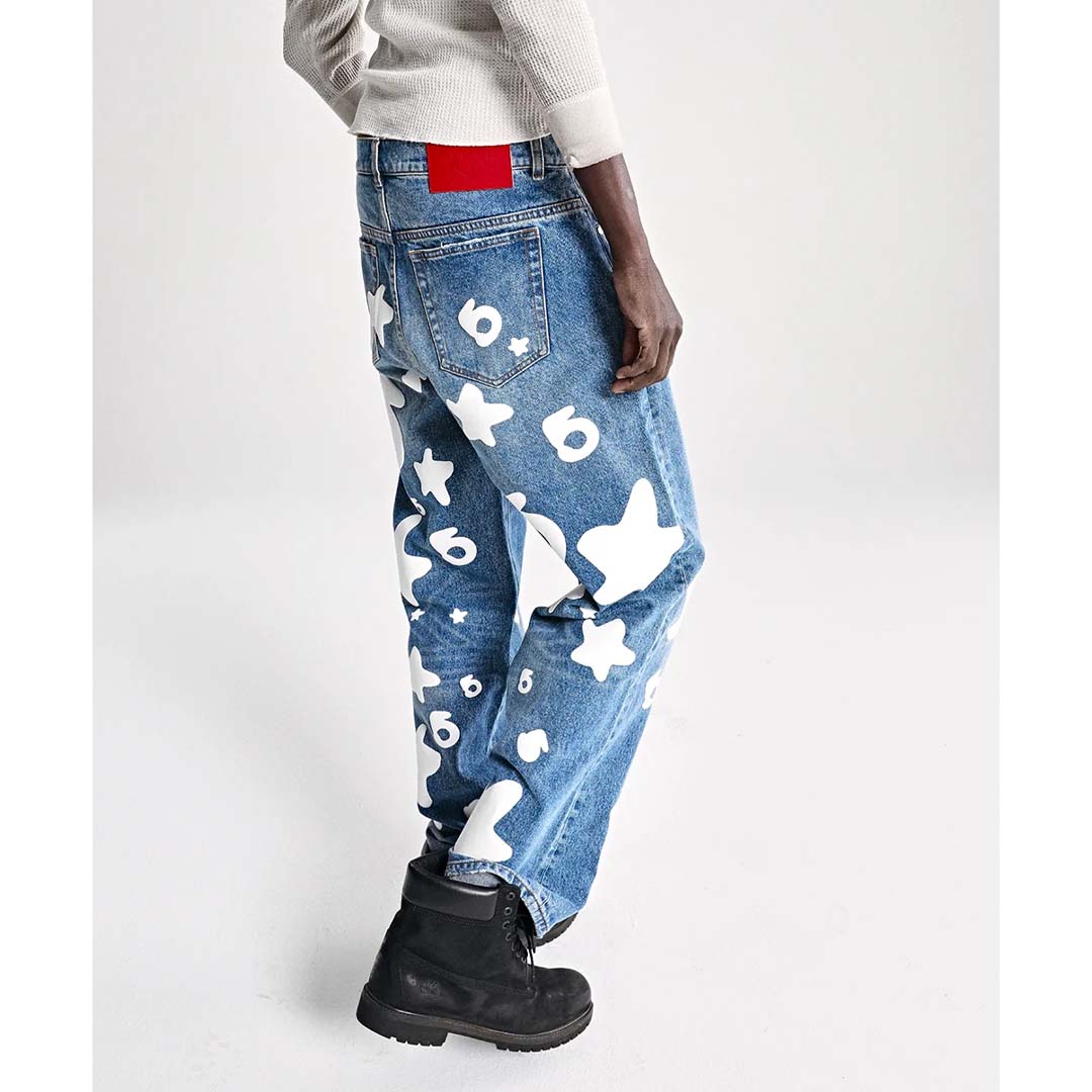 Sp5der Beluga Jeans Denim Light Indigo Wash Blue White