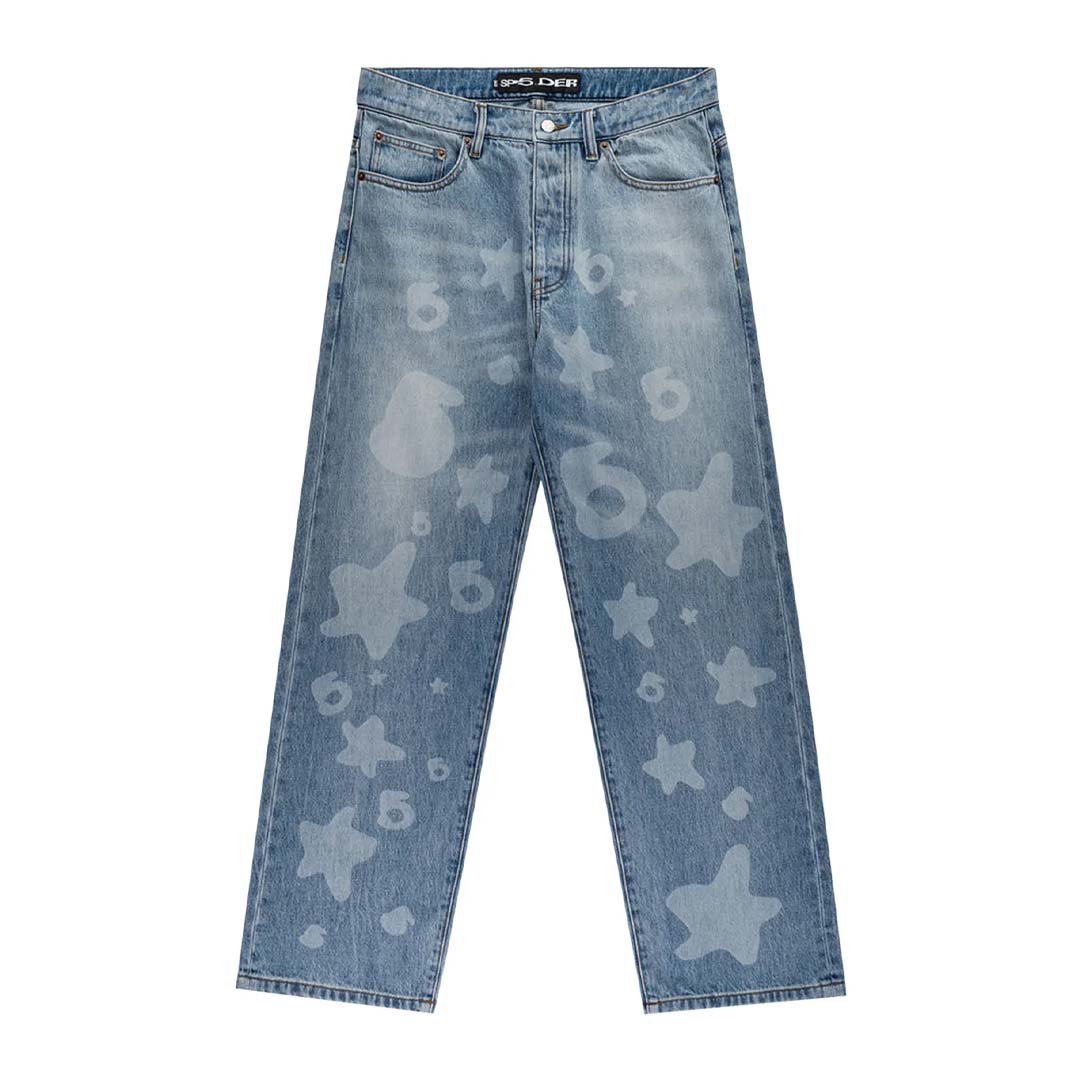 Sp5der Beluga Jeans Denim Vintage Wash Blue