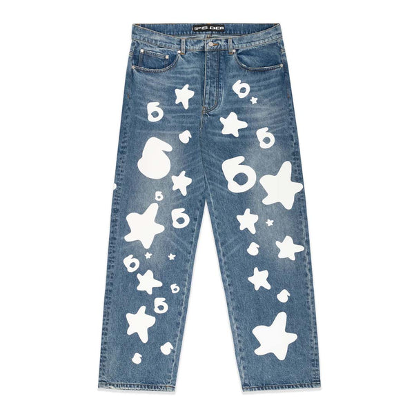 Sp5der Beluga Jeans Denim Light Indigo Wash Blue White