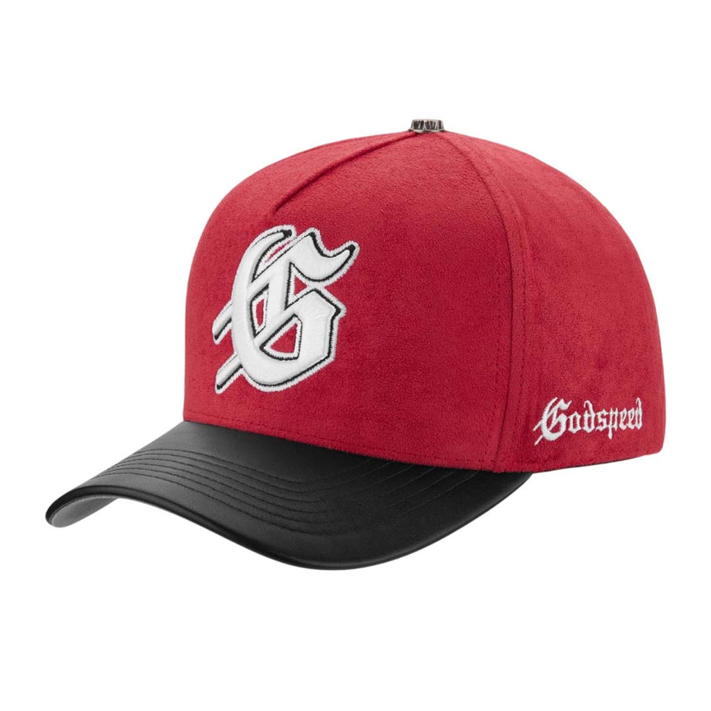 Godspeed Insignia Leather Suede Hat Red Black White