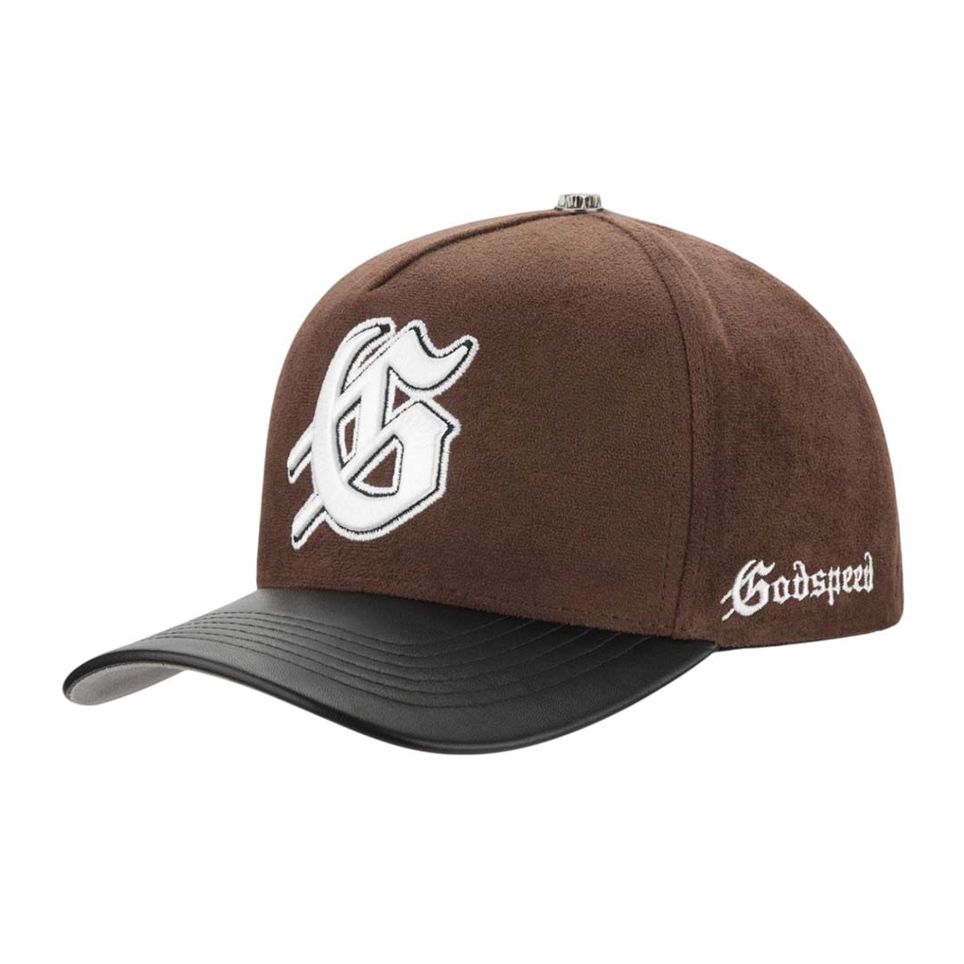 Godspeed Insignia Leather Suede Hat Brown Black White