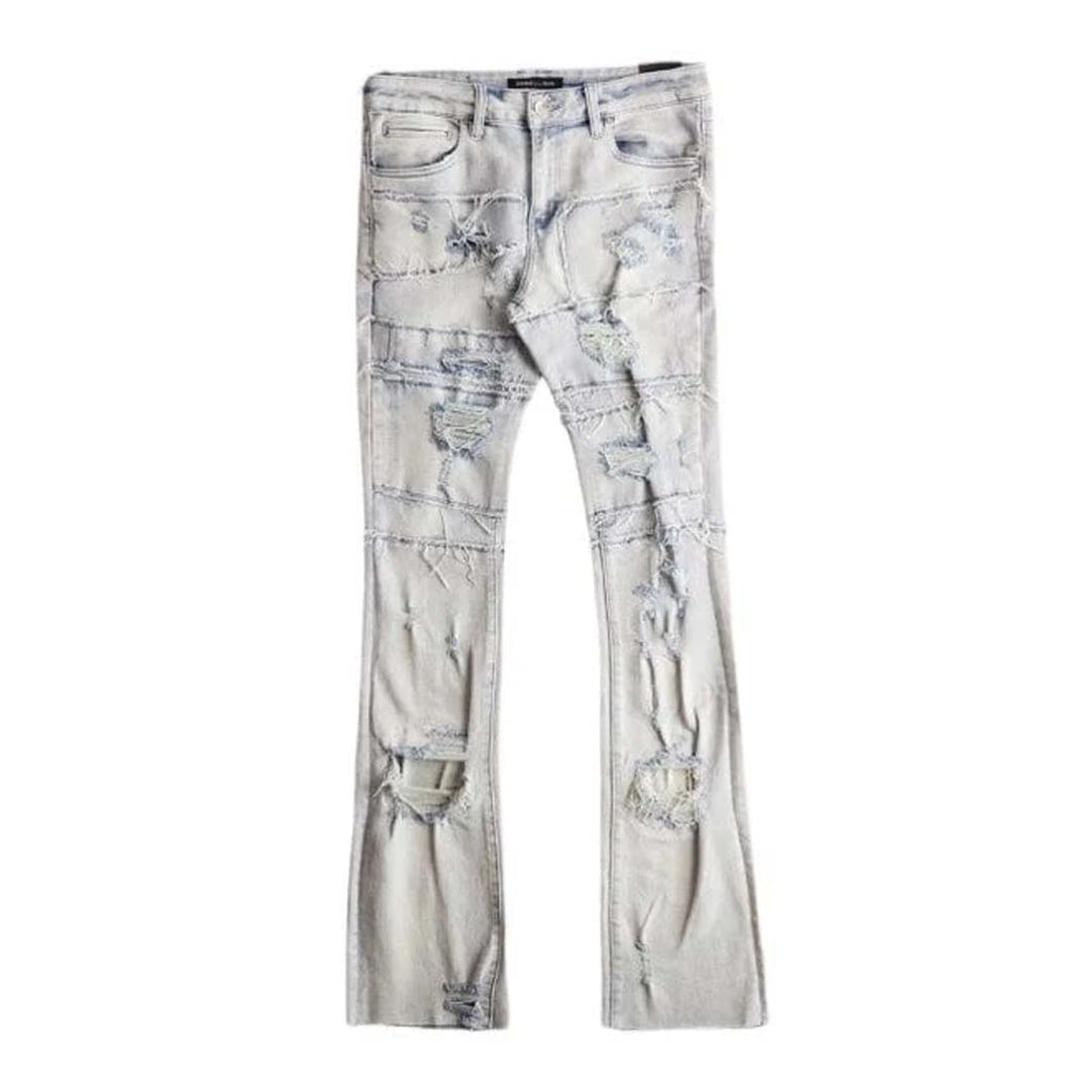 Embellish Stacked Flare Jeans Indigo Bleach