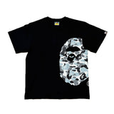 BAPE Side Ape Head Ice Blue Black Tee