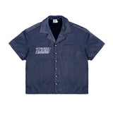 Triple Sevens Nylon Button Up Navy