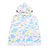 BAPE Multi Camo 2nd Shark Full Zip Hoodie 'White'