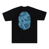 BAPE Honeycomb Camo Big Ape Head Tee 'Black/Blue'