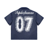 Triple Sevens Nylon Button Up Navy