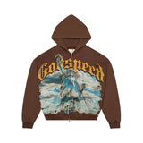 Godspeed Chrome Liberty Zip Up Hoodie Brown Wash