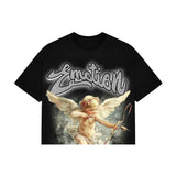 Mixed Emotions Cupid Rhinestone Black Cropped Tee