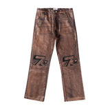 Triple Sevens Brown Leather PU Pants