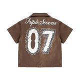Triple Sevens Nylon Button Up Brown