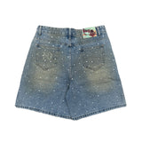 Dry Rot Light Blue Sand Wash Rhinestone Shorts