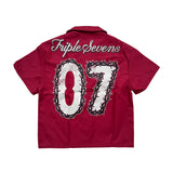 Triple Sevens Nylon Button Up Shirt Red