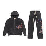 Godspeed Vintage Black Orange Sweatsuit Hoodies & Sweatpants Set