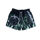 Lost Hills Black Green Mesh Shorts