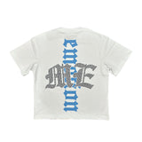 Mixed Emotions Angel Rhinestone White Blue Cropped Tee