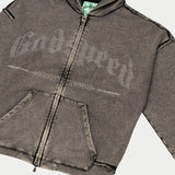 Godspeed Studded OG Logo Zip Up Hoodie Grey Wash