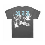 Revenge Graffiti Dove Grey Blue Tee