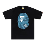 BAPE Honeycomb Camo Big Ape Head Tee 'Black/Blue'