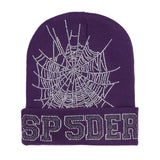 Sp5der Web Rhinestone Beanie Purple