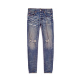 PURPLE BRAND Mid Indigo Frayed Blowout Jeans