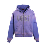 Lost Intricacy Lavender Rhinestone Zip Up Hoodie