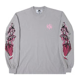 Warren Lotas Three Reapers Long Sleeve Tee Grey Pink