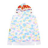 BAPE Multi Camo 2nd Shark Full Zip Hoodie 'White'