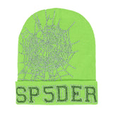 Sp5der Web Rhinestone Beanie Green