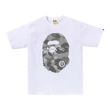 BAPE Honeycomb Camo Big Ape Head Tee White Grey