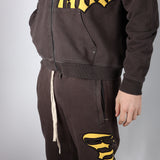 Godspeed Charcoal Brown Yellow Sweatsuit Hoodie & Sweatpants Set