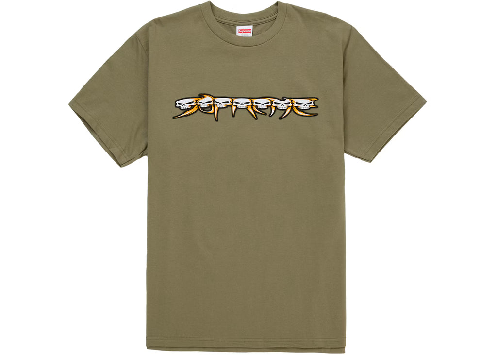 Supreme Skulls Spellout Tee Light Olive Green