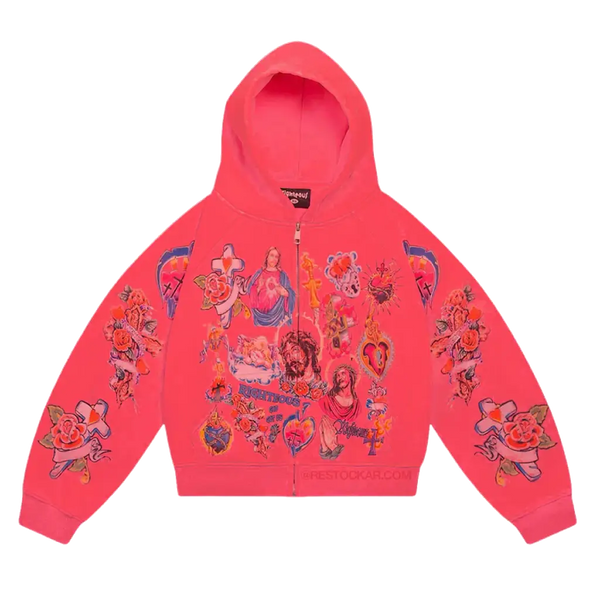 Righteous Risen King Zip Up Hoodie Red