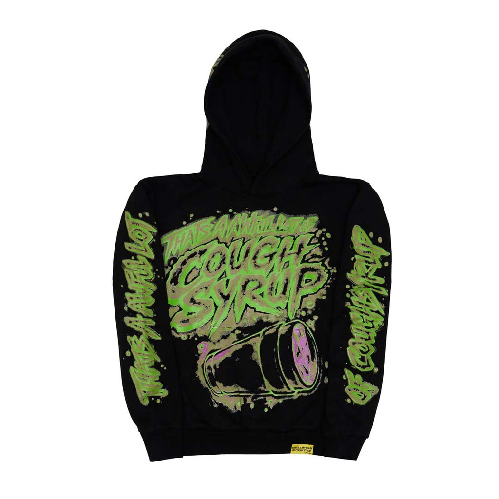 Awful Lot of Cough Syrup Airbrush Hoodie Black Green by Awful Lot of Cough Syrup - NWAHYPE No.1 for streetwear Hoodies in USA