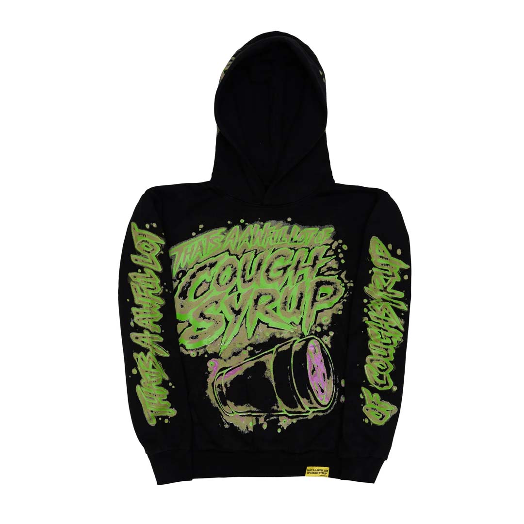 Awful Lot of Cough Syrup Airbrush Hoodie Black Green by Awful Lot of Cough Syrup - NWAHYPE No.1 for streetwear Hoodies in USA