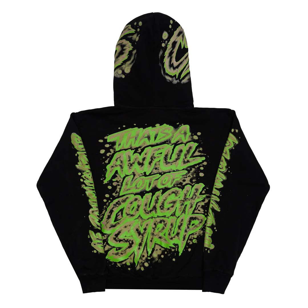 Awful Lot of Cough Syrup Airbrush Hoodie Black Green by Awful Lot of Cough Syrup - NWAHYPE No.1 for streetwear Hoodies in USA