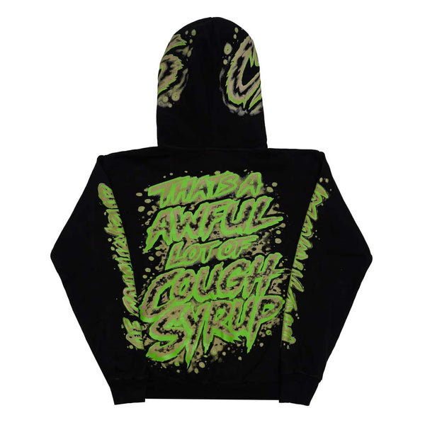 Awful Lot of Cough Syrup Airbrush Hoodie Black Green by Awful Lot of Cough Syrup - NWAHYPE No.1 for streetwear Hoodies in USA