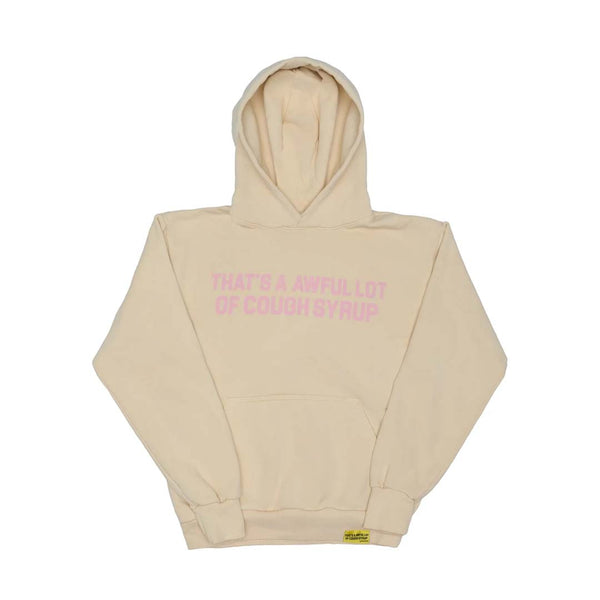 Awful Lot of Cough Syrup Cream Pink Spellout Hoodie by Awful Lot of Cough Syrup - NWAHYPE No.1 for streetwear Hoodies in USA
